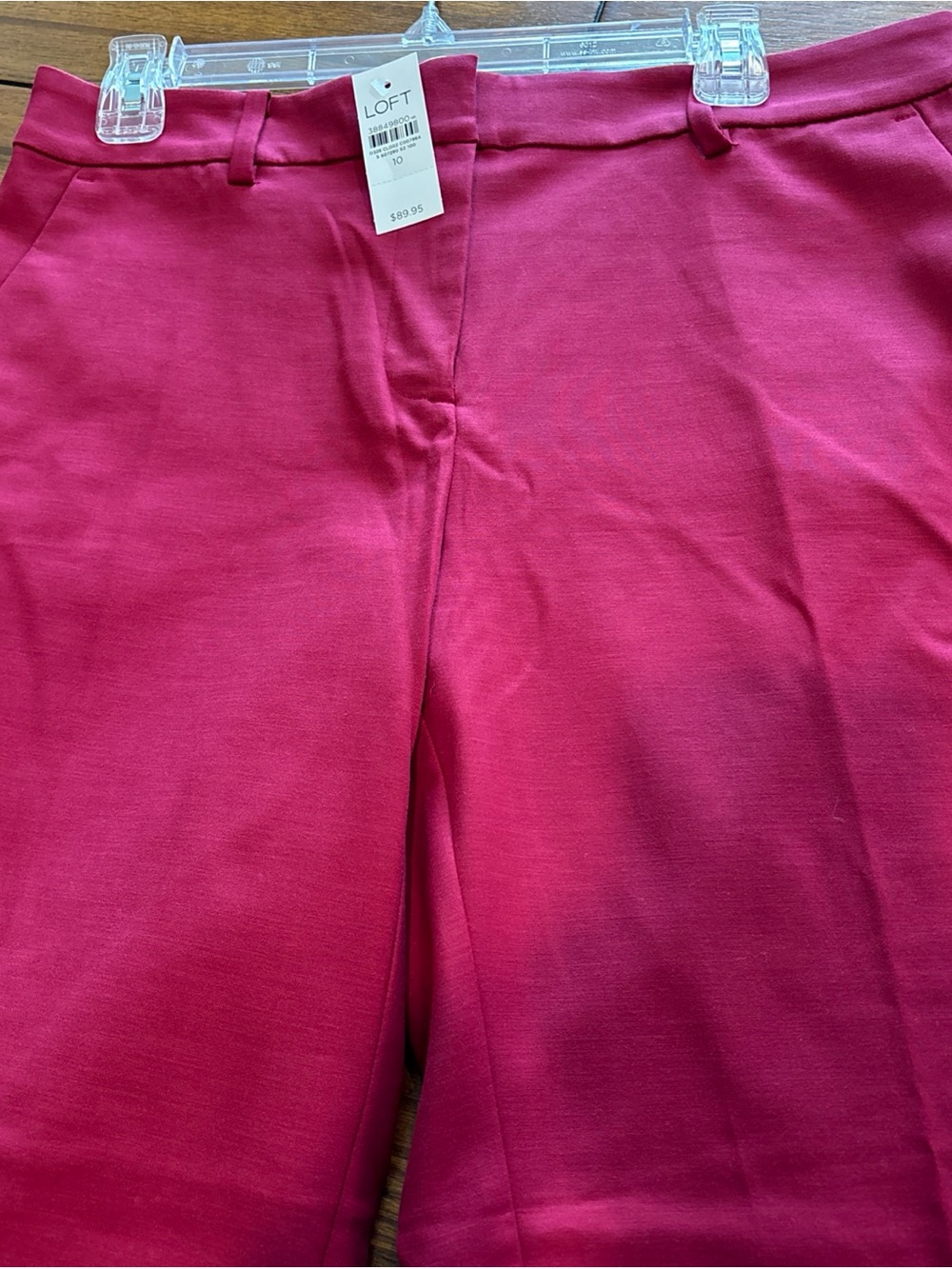 Loft The Riviera Slim Mid Rise Red Size 10 Women’s Pants Pockets Straight Leg - Picture 7 of 12